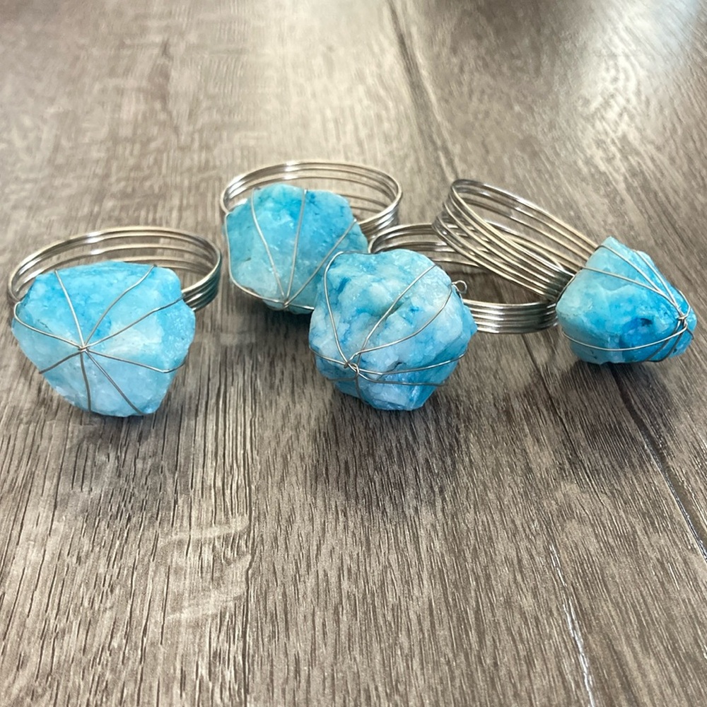 Blue Stone Napkin Rings - Set of 4